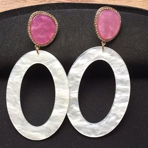 Large Dangle Hoop Earrings 3 1/2 inches